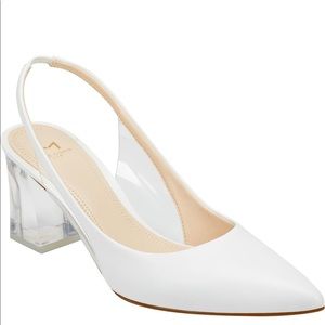 Marc Fisher clear block heel sling backs